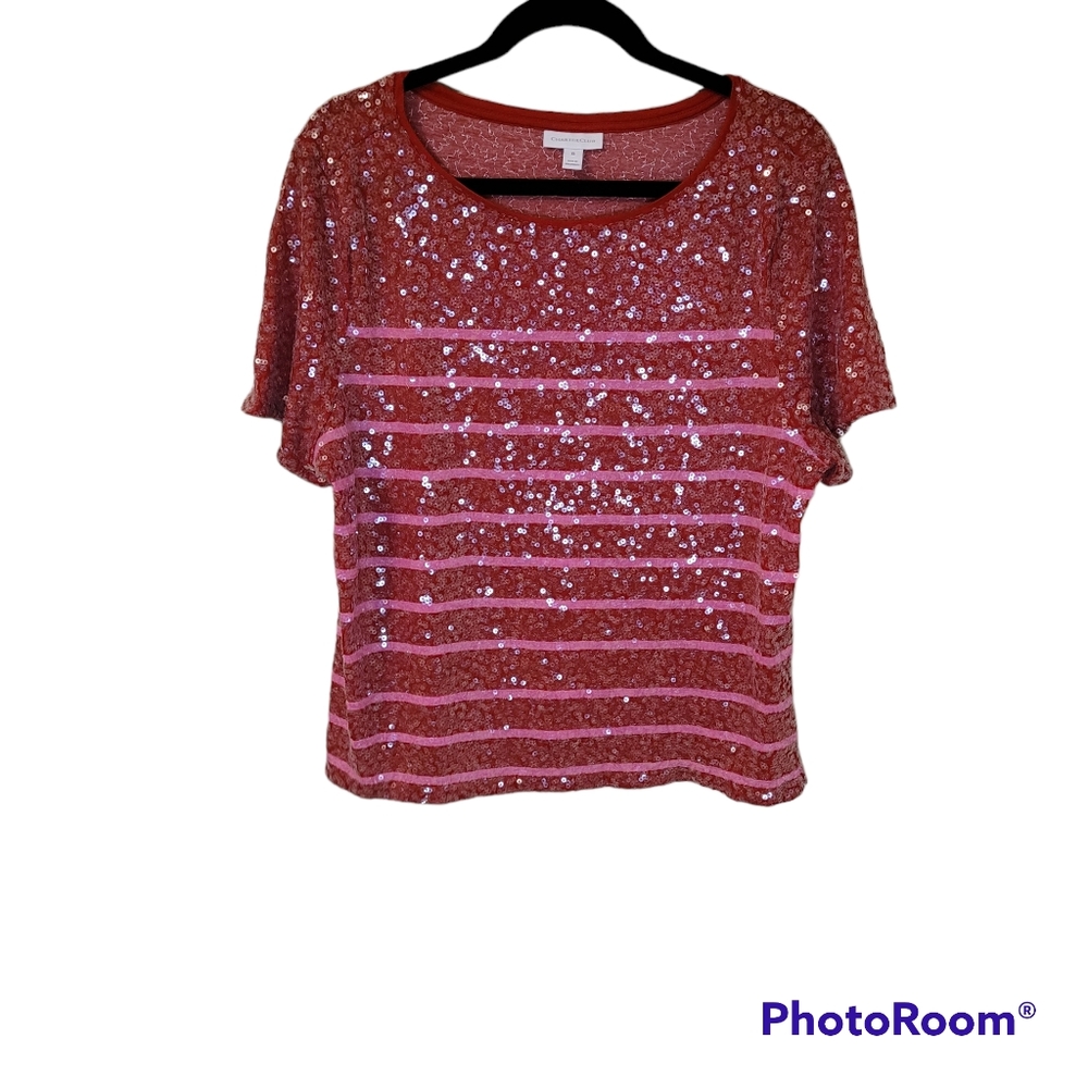 Charter Club red and pink sequined shirt.